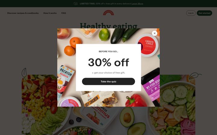 Kuvakaappaus sivustosta hungryroot.com