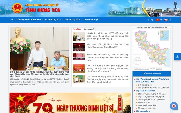 Screenshot of hungyen.gov.vn