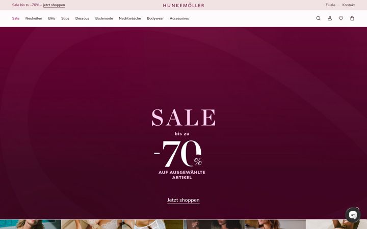 Screenshot of hunkemoller.de