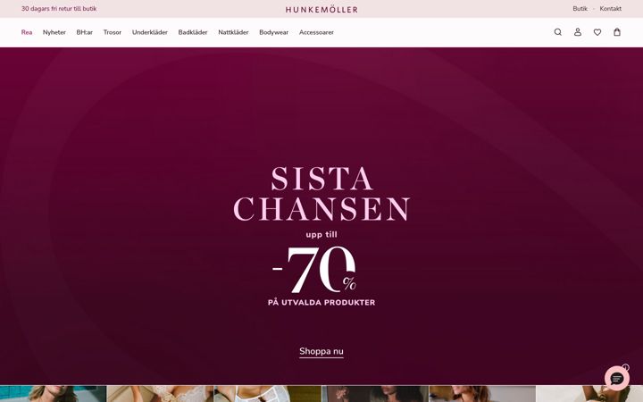 Posnetek zaslona hunkemoller.se
