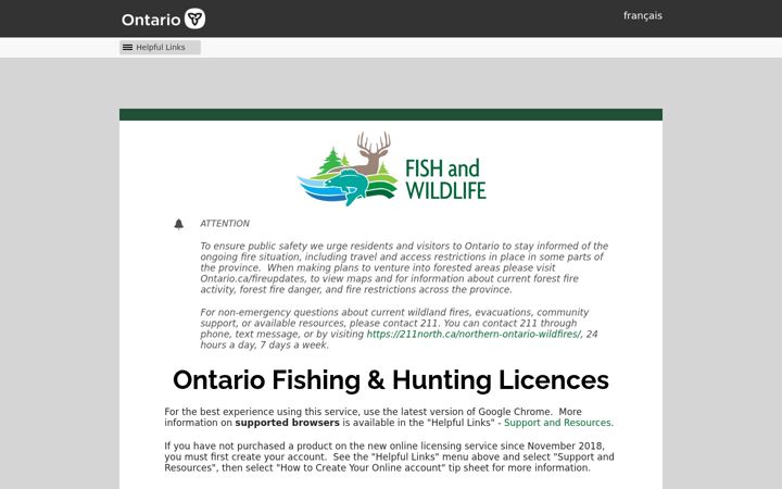 Screenshot of huntandfishontario.com