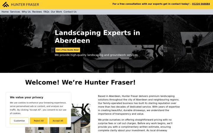 Screenshot of hunter-fraser.com