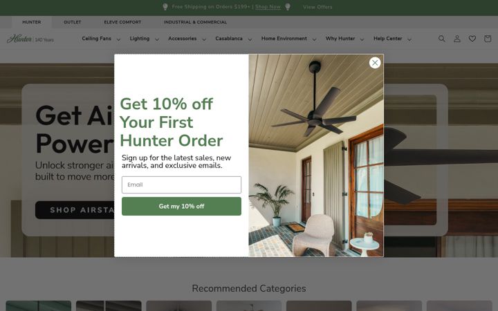 Screenshot of hunterfan.com
