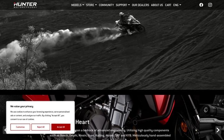 Screenshot of huntermotorcycles.co.id
