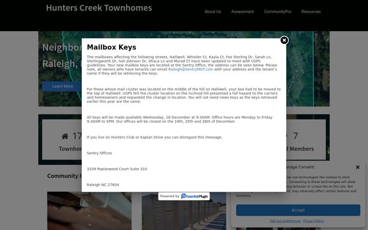Screenshot of hunterscreeknc.org