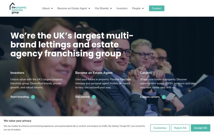 Screenshot of huntersfranchise.co.uk