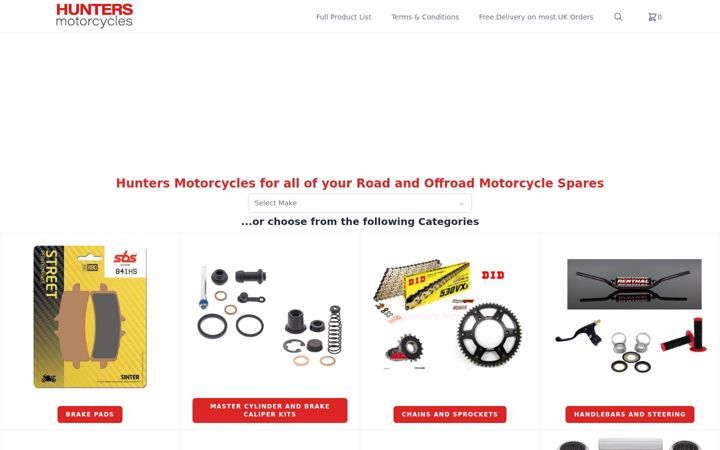 Screenshot of huntersmotorcycles.co.uk