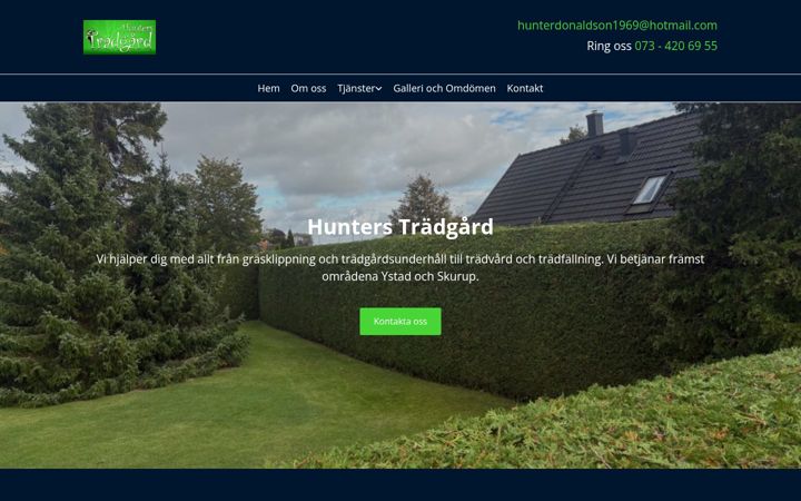 Screenshot of hunterstradgard.se