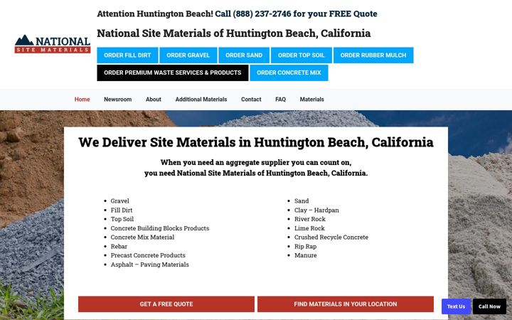 Screenshot of huntingtonbeachsitematerials.com