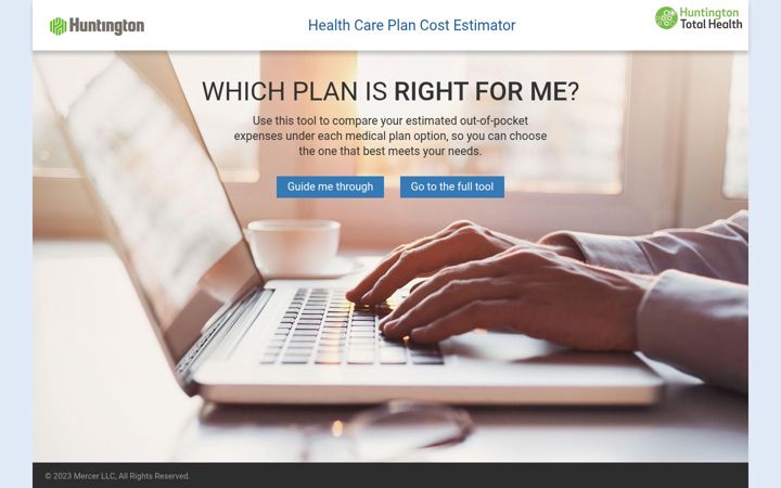 Screenshot of huntingtonhealthplancostestimator.com