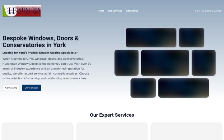 Screenshot of huntingtonwindowdesign.co.uk