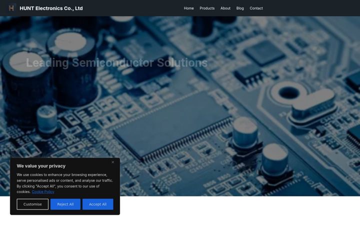 Screenshot of huntsemiconductor.com
