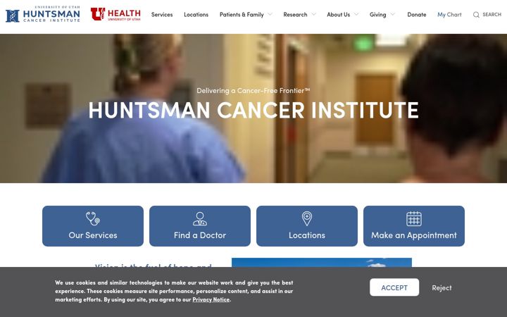 Screenshot of huntsmancancer.org
