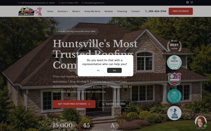 Screenshot of huntsvilleroofercontractor.com