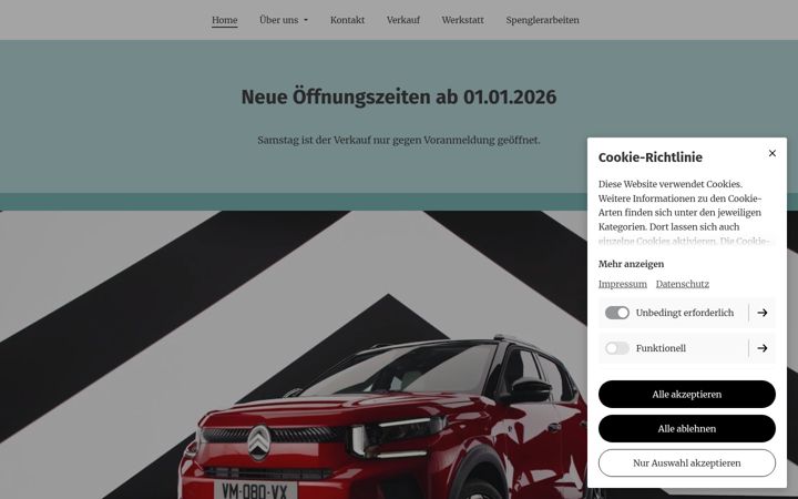 Screenshot of hunzikergarage.ch