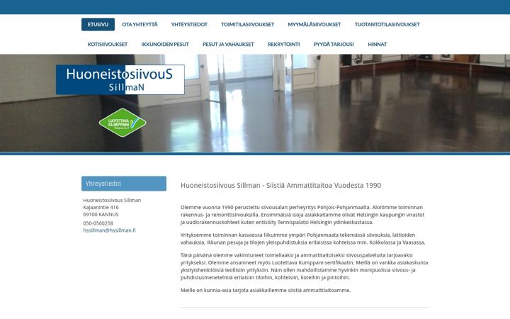 Screenshot of huoneistosiivoussillman.fi