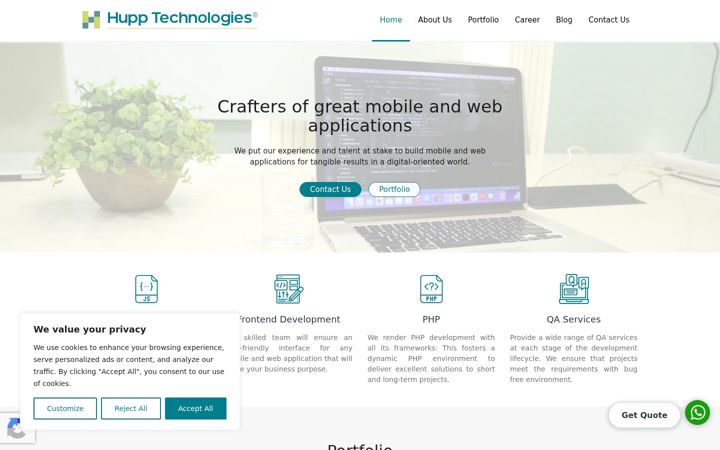 Screenshot of hupp.tech