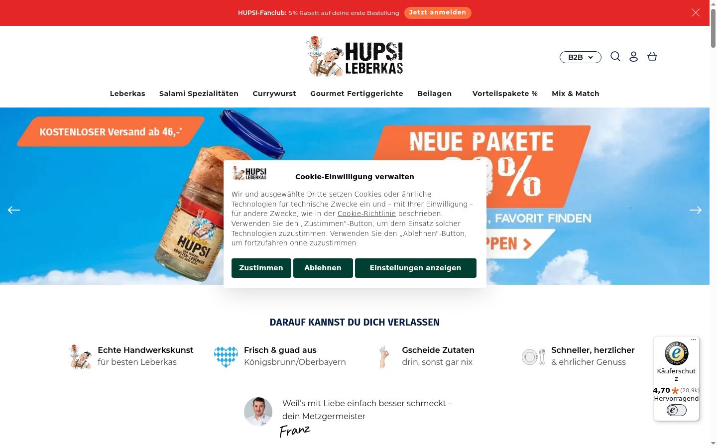 Snímek obrazovky baneru souhlasu zobrazeného před jakoukoli interakcí