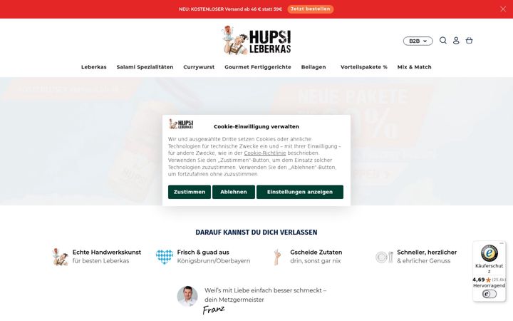 Snímek obrazovky hupsi-leberkas.de