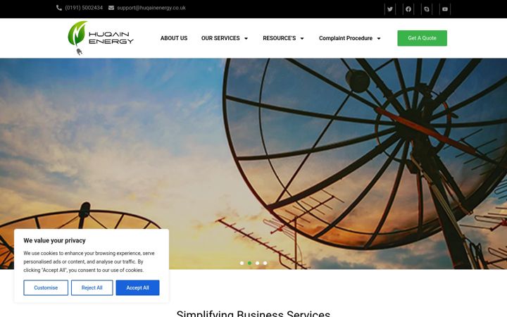 Screenshot of huqainenergy.co.uk