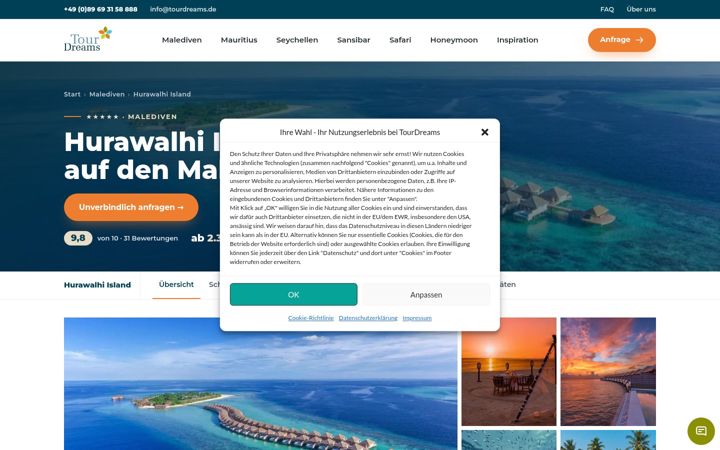 Screenshot of hurawalhi-island.de