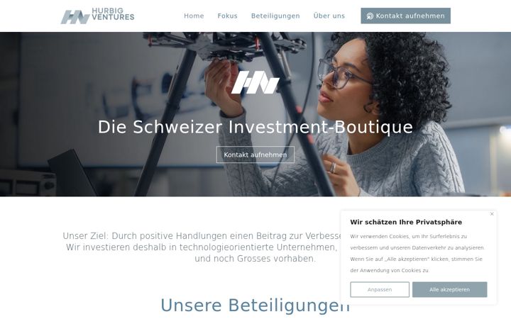Screenshot of hurbig-ventures.ch