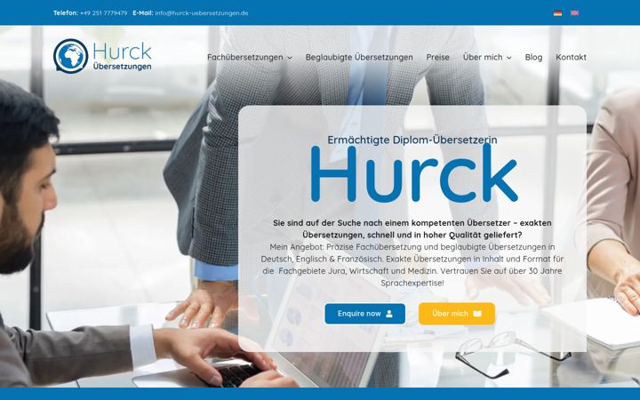 Snímek obrazovky hurck-uebersetzungen.de
