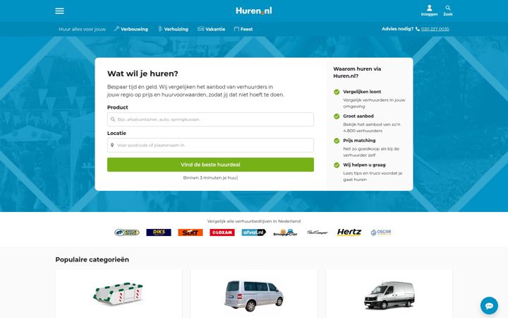 Screenshot of huren.nl