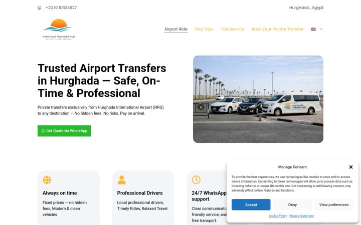 Screenshot of hurghadatransferhub.com