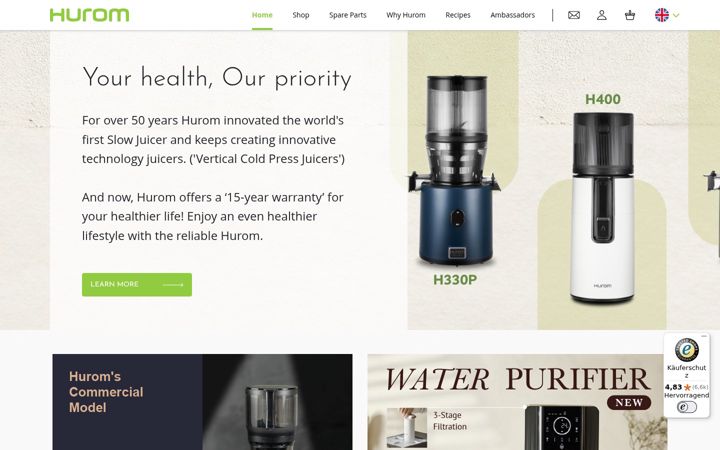 Screenshot of hurom-europe.com