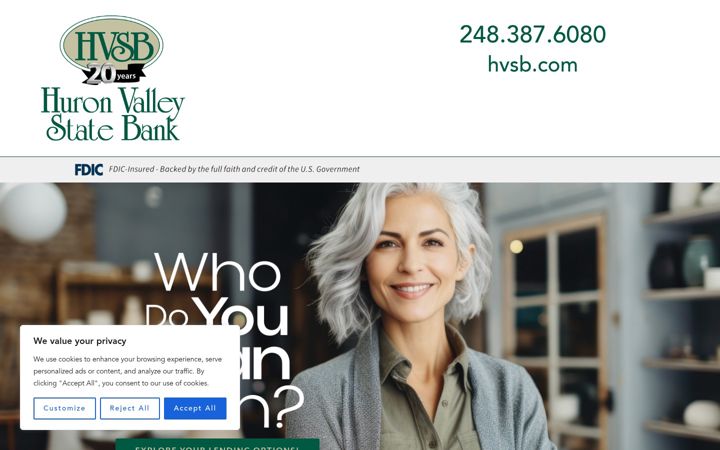 Screenshot of huronvalleystatebank.com