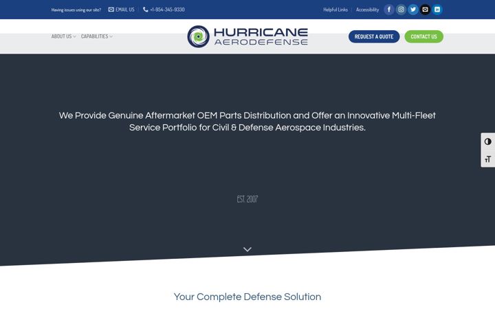 Screenshot of hurricaneaerospace.com