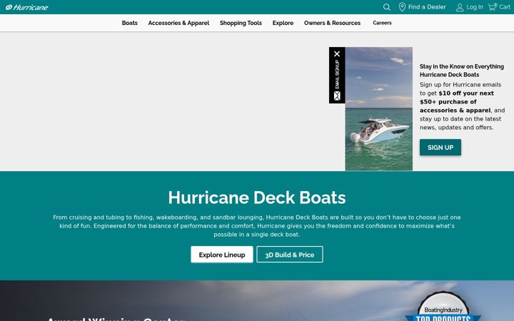 Screenshot of hurricaneboats.com