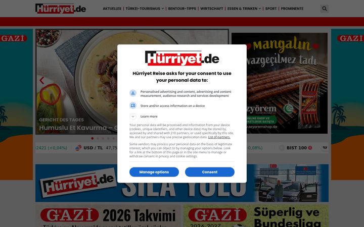 Screenshot του hurriyet.de