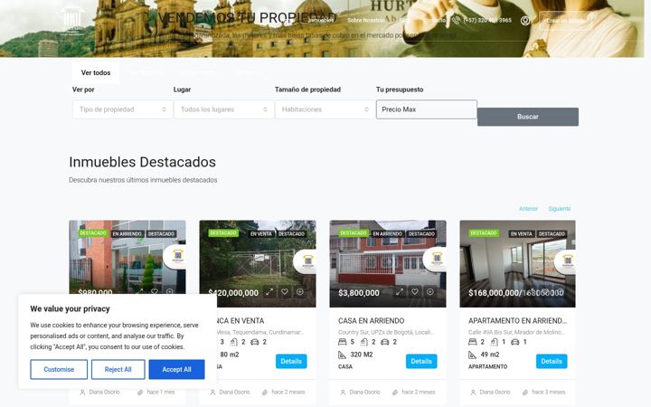 Screenshot of hurtadogrupoinmobiliario.com