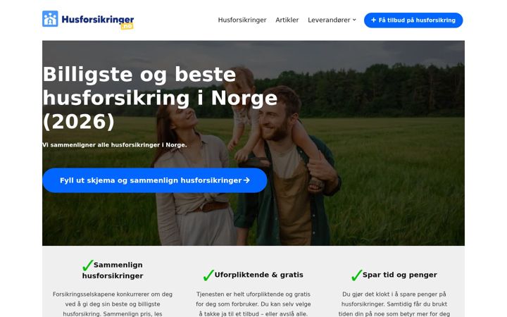 Screenshot of husforsikringer.no