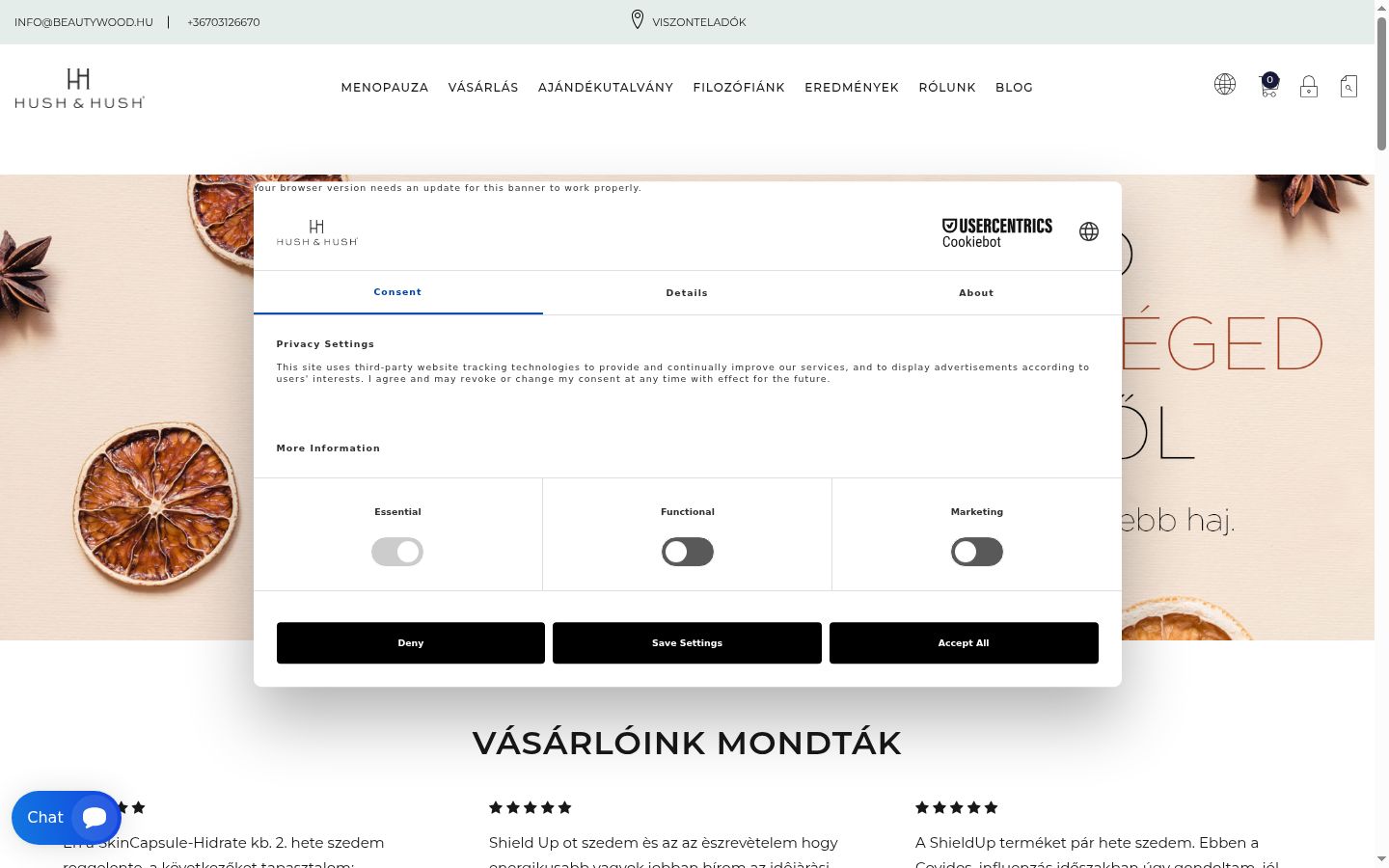 Screenshot of the consent banner shown before any interaction
