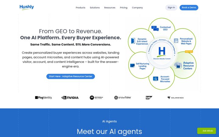 Screenshot of hushly.com