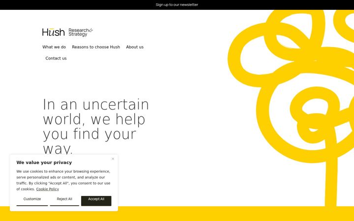 Screenshot of hushresearchandstrategy.co.uk