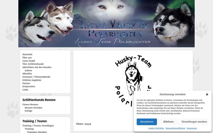 Snímek obrazovky husky-team-polarlichter.de