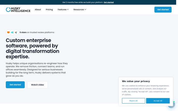 Screenshot of huskyintelligence.com