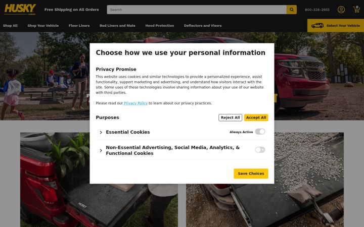 Screenshot of huskyliners.com
