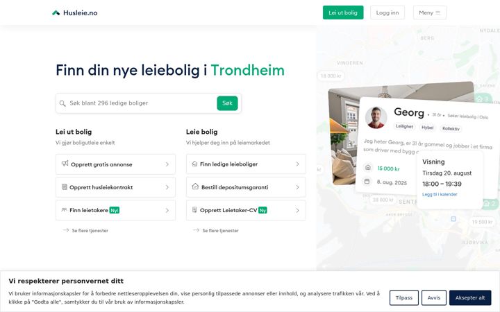 Screenshot of husleie.no