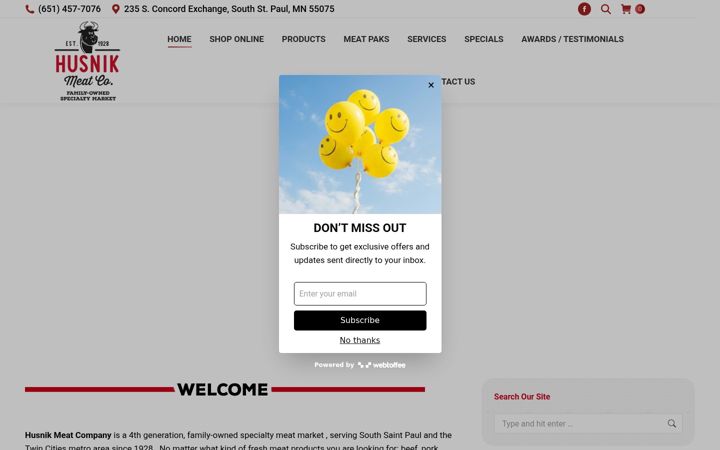 Screenshot of husnikmeats.com
