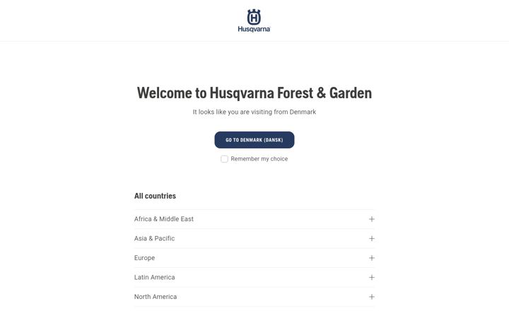Screenshot of husqvarna.com
