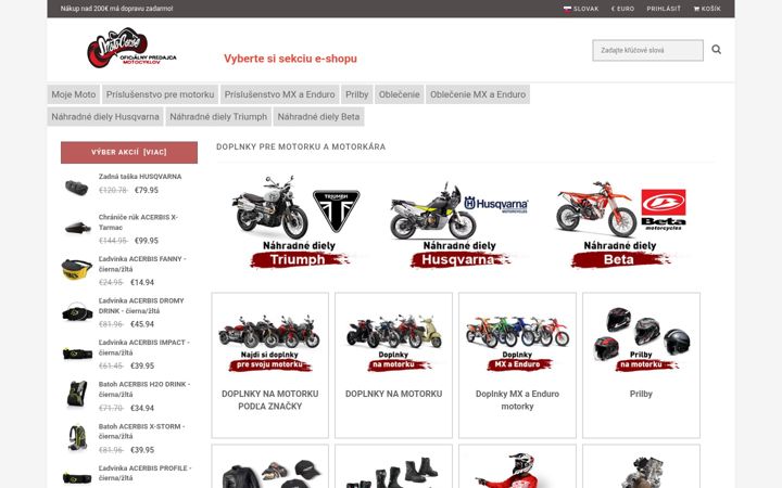 Screenshot of husqvarnamotorcycles.sk