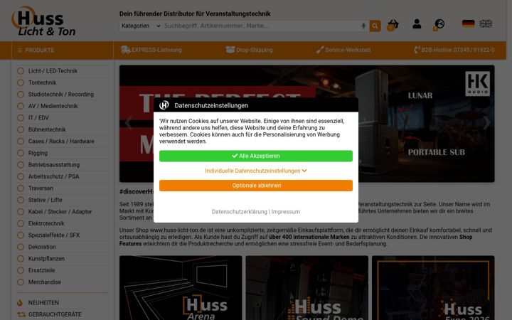 Screenshot of huss-licht-ton.de
