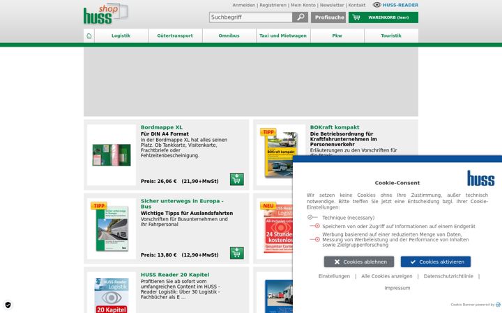 Screenshot of huss-shop.de
