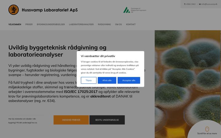 Screenshot of hussvamp-lab.dk