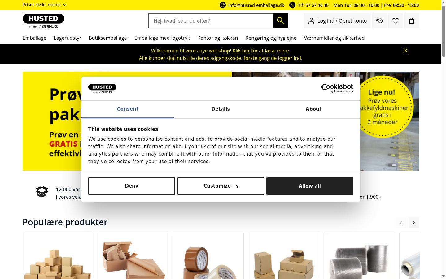 Screenshot del banner di consenso mostrato prima di qualsiasi interazione